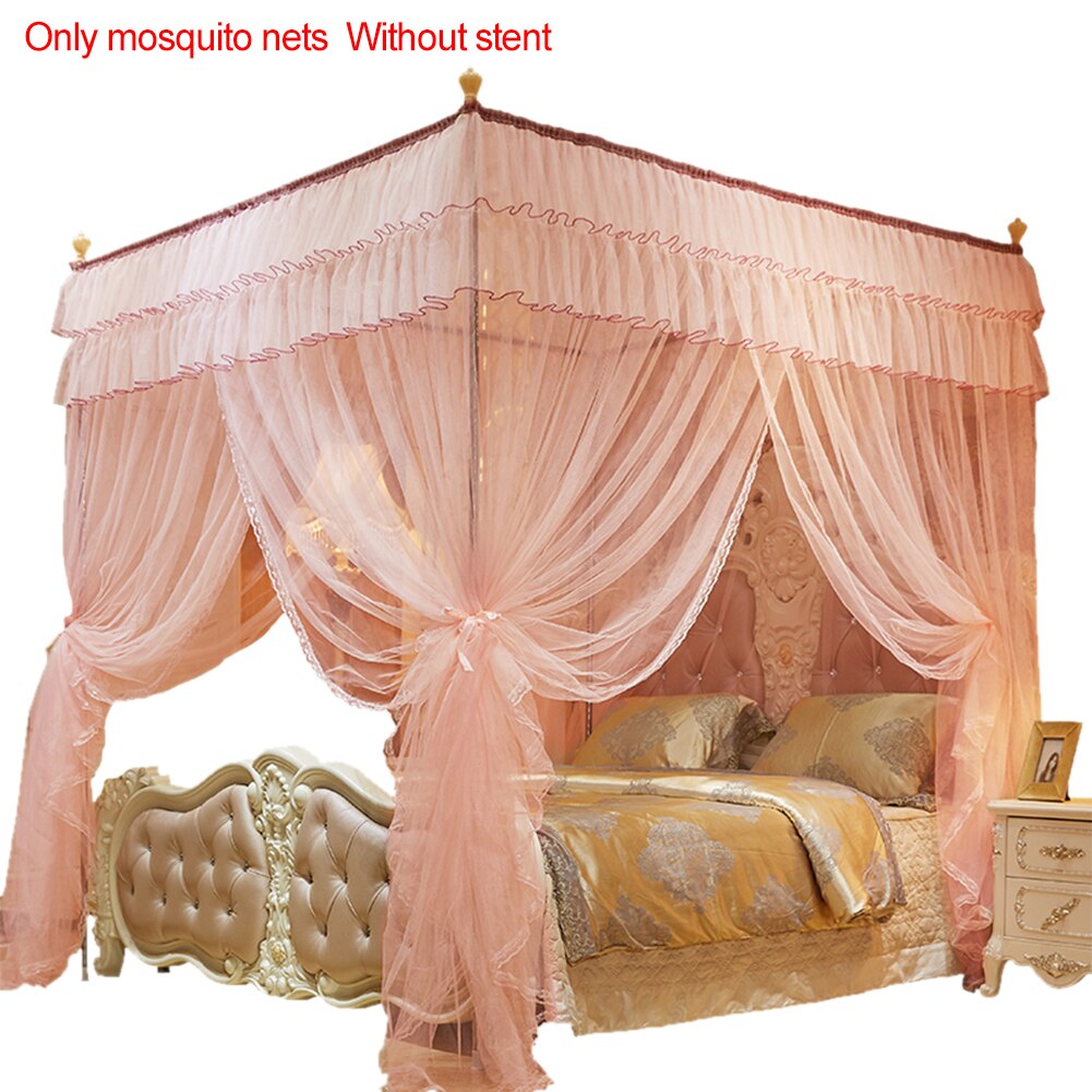 Ihomed 1.5*2 M European Style 4 Corner Post Romantic Princess Lace Canopy Mosquito Net No Frame for Twin Full Queen King Bed Netting Bedding