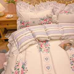 Ihomed Bedding 3-piece set 4-piece set cotton small fresh Princess wind bed products bed sheet fitted sheet quilt cover