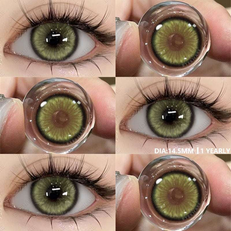 Ihomed Colored Contact Lenses 1pair Natural Eye Lens Blue Eye Lenses Brown Lenses Gray Pupils Yearly Cosmetic Green Contacts