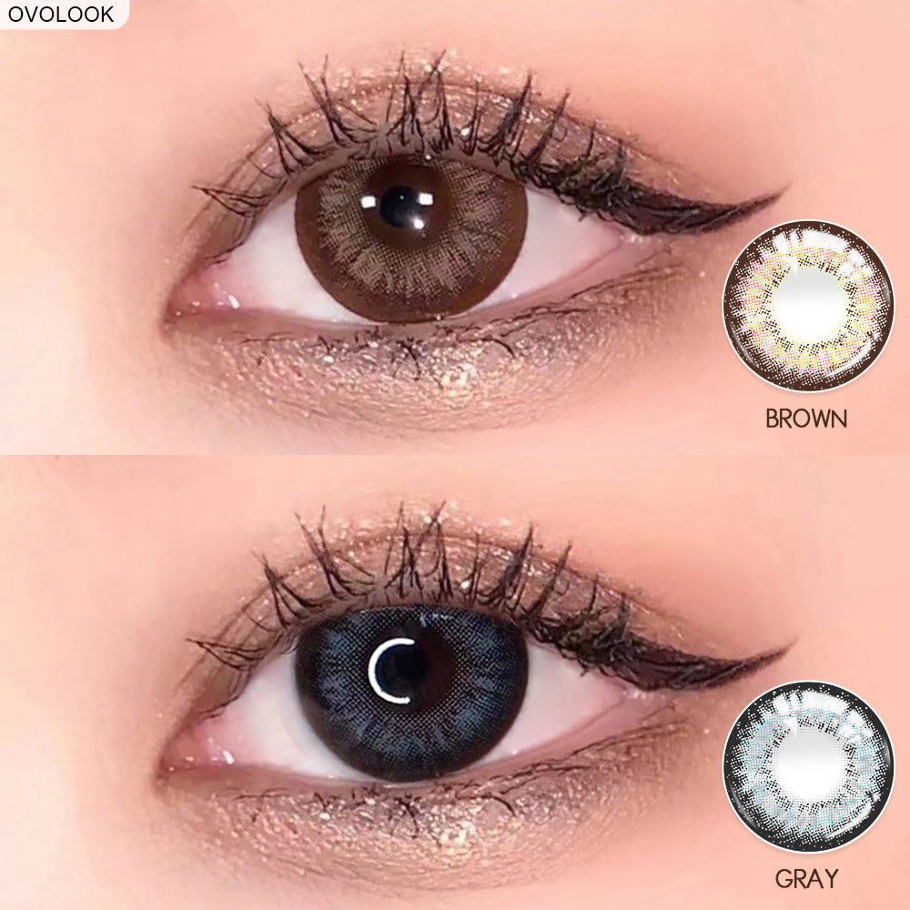 Ihomed  2pcs/pair 4 Tone Colored Eye Contact Lenses 0-800 Degrees Year Toss Beautiful Eye Color Lens