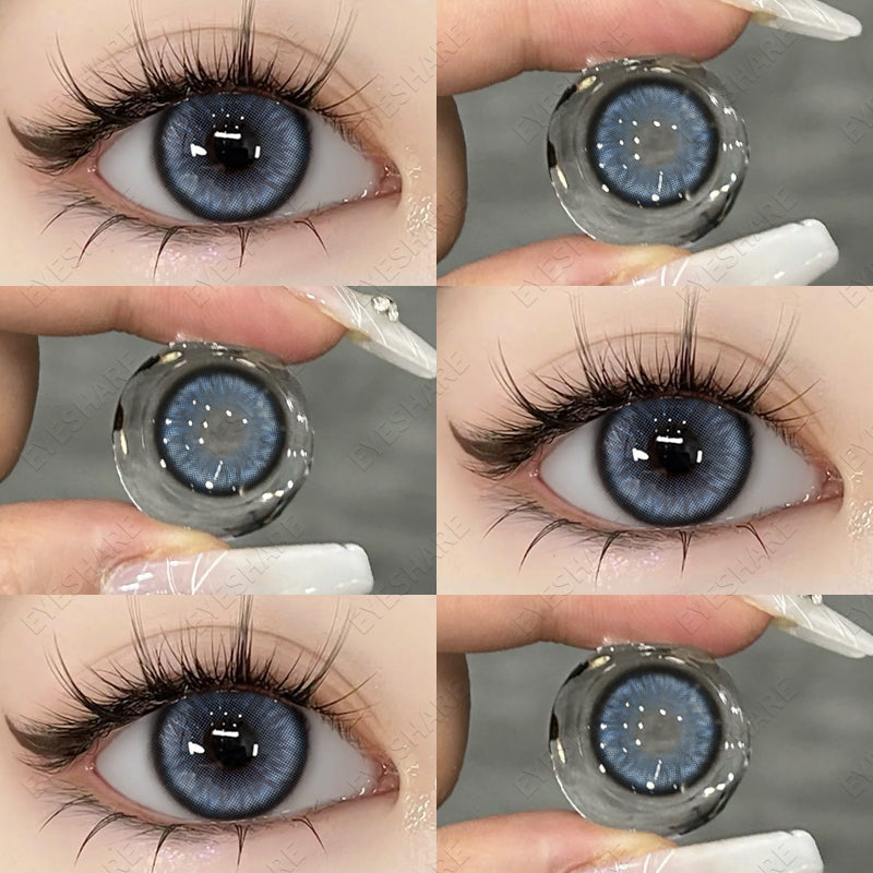 Ihomed 1 Pair Big Eye Korean Lenses Colored Contact Lenses for Eyes Fashion Contact Lenses Yearly Blue Lenses Gray Eye Lenses