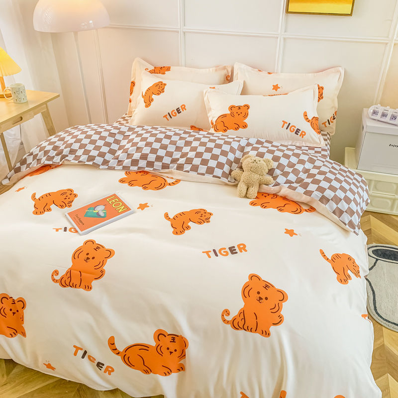 Ihomed Cute Bear Bedding Set Girls Boys Kids Single Double Size Flat Sheet Duvet Cover Pillowcase Bed Linens White Blue Home Textile