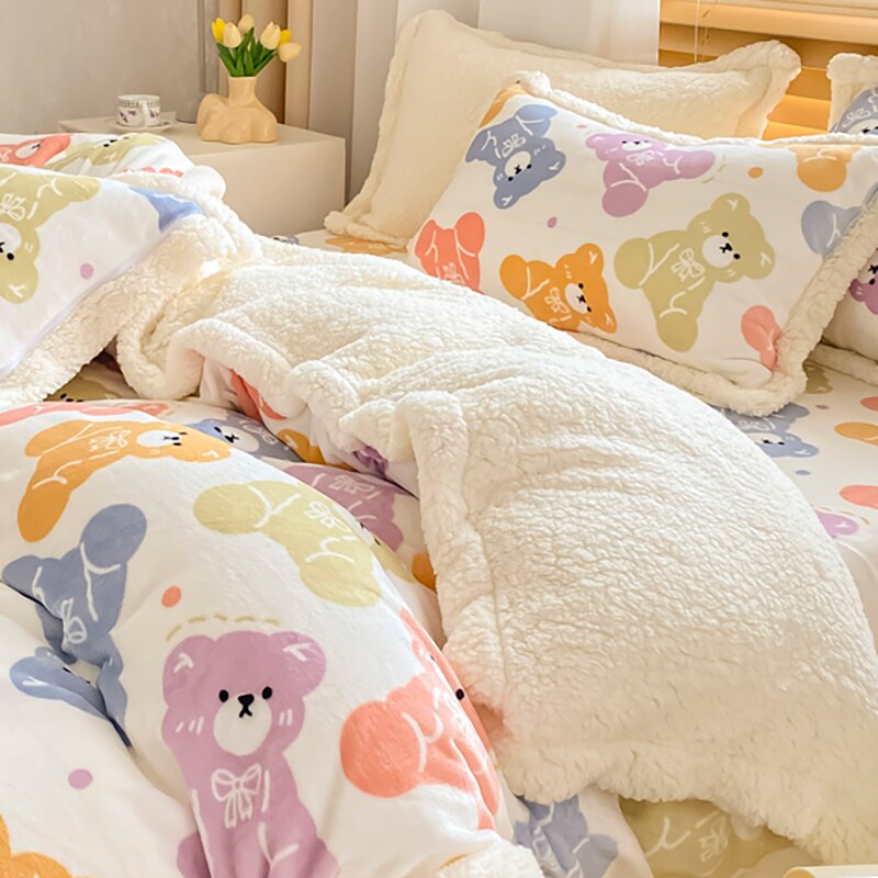 Ihomed Winter thickened lamb fleece blanket air-conditioned nap blanket quilt cover multi-purpose bedding